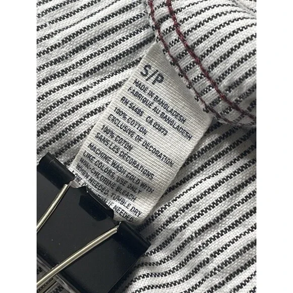 American Eagle Slim Fit White w/ Black Stripes Button-Front L/S Shirt S/P VGC - Picture 12 of 12